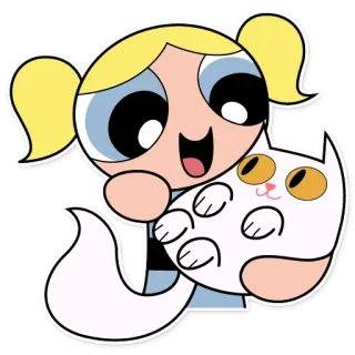 😍 Bubbles Powerpuff Girls Cartone animato, Gatto, Carino, Ragazza, Animale domestico, Amicizia telegram sticker