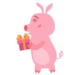 🐷 cochon, animal, cadeau, présent, mignon, dessin animé, fête whatsapp sticker
