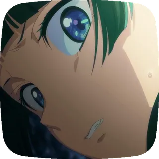 🥲 アニメ, 女の子, キャラクター, 青い目, 緑髪 telegram sticker