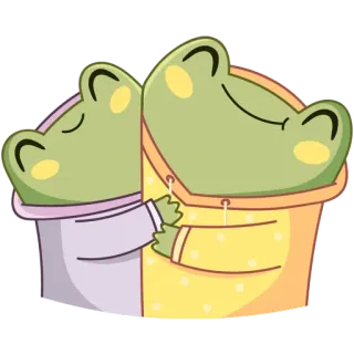 ❤️ rana, abbraccio, carino, animale, cartone animato telegram sticker
