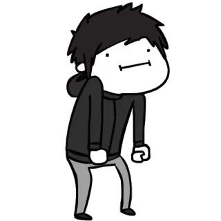 😶 desenho animado, personagem, desenho, moletom com capuz, rabisco, escala de cinza telegram sticker