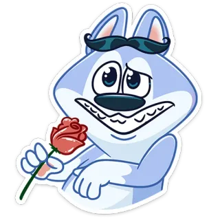 🌹 Мультфильм, Волк, Роза, Животное, Наклейка telegram sticker