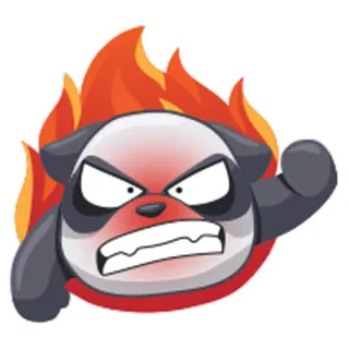 😡 panda, angry, fire, cartoon, animal, character, emotion, flames telegram sticker