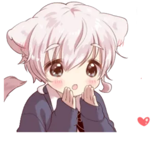 😍 Anime, Kawaii, Niedlich, Junge, Katzenohren whatsapp sticker