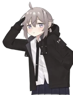 🙇‍♀ anime, girl, salute, jacket, cute, manga telegram sticker