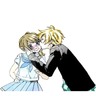 🖤 Anime, Baiser, Romance, Couple, Amour, Dessin animé telegram sticker
