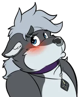☺️ furry, anthro, dog, necklace, blush, cartoon, animated whatsapp sticker