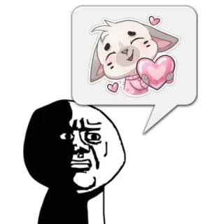😼 アニメ, ミーム, 愛, ハート, 可愛い, ウサギ, 考え中 telegram sticker