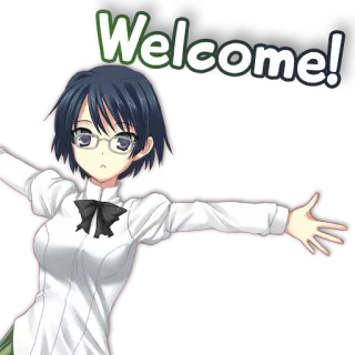 🤗 Welcome! anime, garota, bem-vindo, óculos telegram sticker