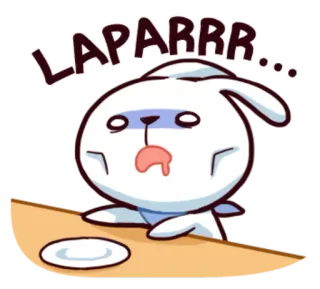 🤤 LAPARRRR... 饥饿, 兔子, 卡通, 食物, 可爱, 疲惫, 精疲力竭 telegram sticker