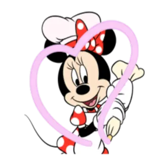 ❤ Minnie Mouse cartoon, Minnie Mouse, Disney, heart, chef whatsapp sticker
