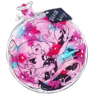 🙃 Black Lady Sailor Moon アニメ, マンガ, セーラームーン, ブラック・レディ, かわいい, 瓶, 魔法少女, 可愛い telegram sticker