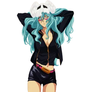 😕 Neliel Tu Oderschvank Bleach anime, manga, skull, blue hair, woman, arrancar telegram sticker