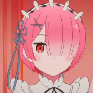🍓 Ram Re:Zero Anime, Re:Zero, Ram, capelli rosa, carina, Manga telegram sticker