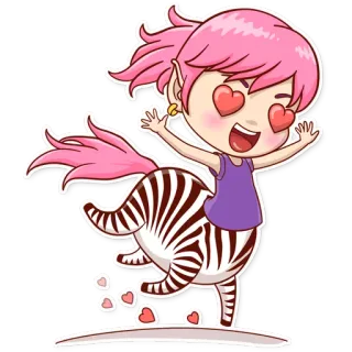 😍 centauro, zebra, corações, amor, desenho animado, fantasia, fofo telegram sticker
