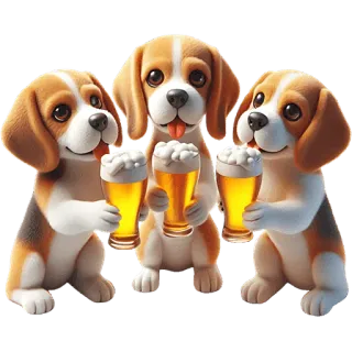 🍺 beagle, puppy, beer, dog, animals, drink telegram sticker