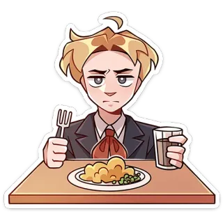🍽 мультфильм, персонаж, еда, ужин, иллюстрация telegram sticker
