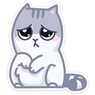 🥺 gato, triste, fofo, animal, adesivo, desenho animado, cinza, ilustração whatsapp sticker