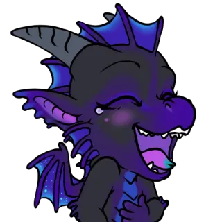 😆 dragon, cartoon, cute, laughing, purple, fantasy whatsapp sticker