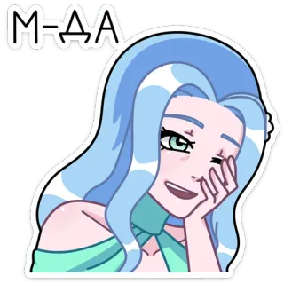 🤦‍♀️ M-AA стикер, мультфильм, женщина, голубые волосы, аниме telegram sticker