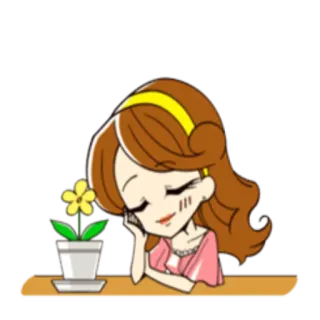 😌 мультфильм, цветок, девушка, милый telegram sticker