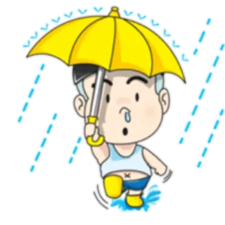 ☂ Kartun, Payung, Hujan, Anak laki-laki, Lucu, Cuaca whatsapp sticker