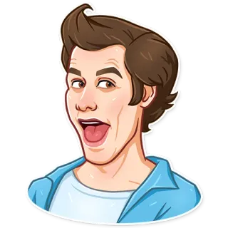 😜 man, cartoon, facial expression, open mouth, emoticon, avatar telegram sticker