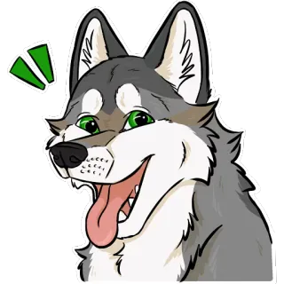 ❗️ lobo, animal, dibujos animados, feliz, perro, pegatina whatsapp sticker