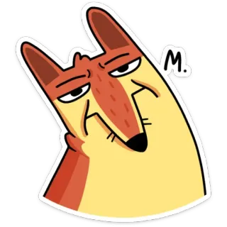 😐 M. volpe, cartone animato, animale, soddisfatto, arancione, carino whatsapp sticker