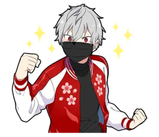 ⭐ アニメ, マンガ, キャラクター, キラキラ, ジャケット, 赤 telegram sticker