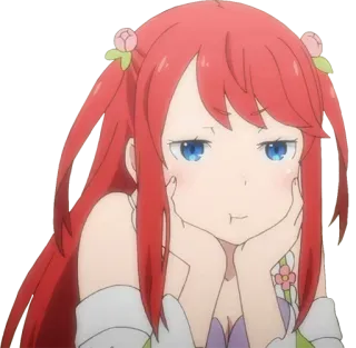 😒 アニメ, 女の子, 可愛い, 赤い髪, アニメ 女の子, リラックス telegram sticker