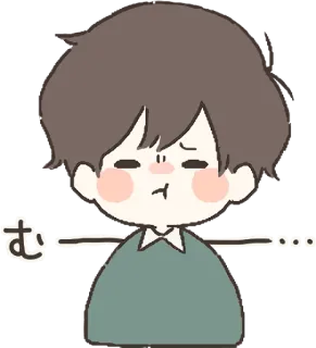 😞 む dibujos animados, personaje, japonés, texto, pegatina telegram sticker