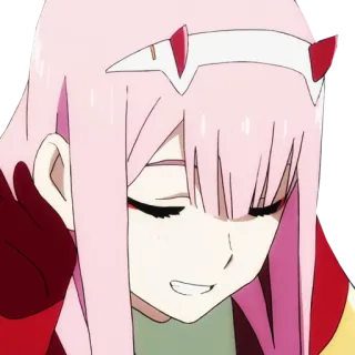 🙂 Zero Two Darling in the Franxx anime, pink hair, horns, darling in the franxx, zero two telegram sticker