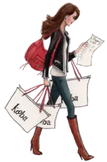 🚶 Koba shopping, frau, taschen, mode, koba telegram sticker