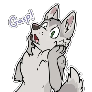 🤭 Gasp! wolf, verbijstering, cartoon, geschokt, verrassing telegram sticker