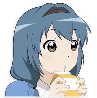 😶 Anime, Chica, Bebiendo, Lindo, Dibujos animados, Caja de jugo telegram sticker