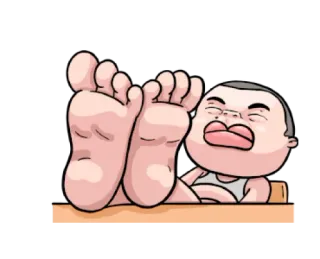 😌 Мультфильм, Ступни, Раздраженный, Выражение лица, Лежащий telegram sticker