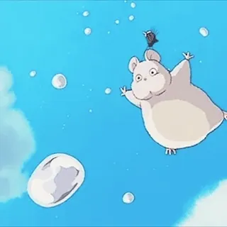 🐹 Boh Spirited Away Boh, ratón, pájaro, El viaje de Chihiro, Ghibli, anime, volando whatsapp sticker