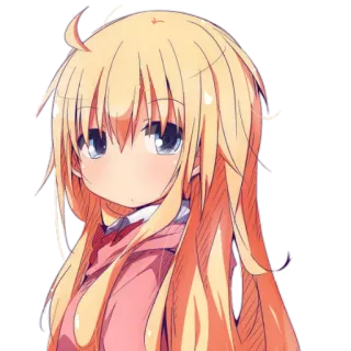 😐 anime, cartoon, girl, blonde hair, cute, manga, chibi telegram sticker