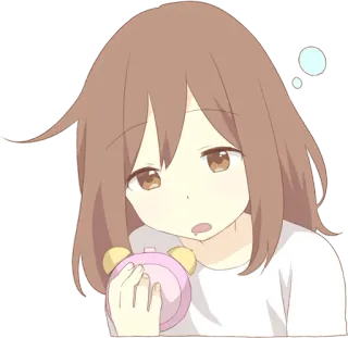 ⏱️ anime girl, alarm clock, sleepy, tired, cartoon, sticker, cute telegram sticker