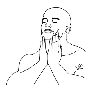 😌 meme, expression, satisfaction, relief, pleasure, hand gesture telegram sticker