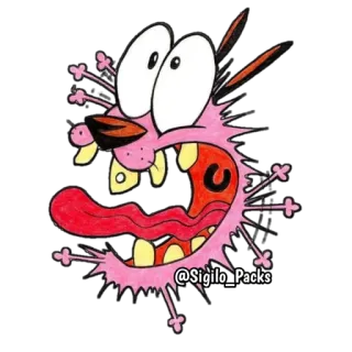 😳 Courage Courage the Cowardly Dog @Sigilo_Packs Мультфильм, Собака, Испуганный, Розовый, Кураж трусливый пёс, Страх telegram sticker