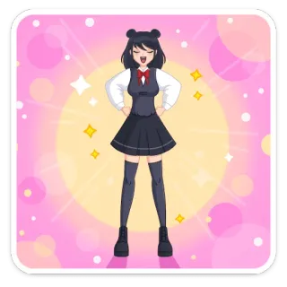 ☺️ Fille anime, Dessin animé, Uniforme scolaire, Mignon, Personnage, Illustration telegram sticker