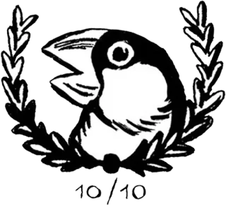 👏 10/10 oiseau, couronne, dessin animé, sticker, humour, évaluation, dix sur dix whatsapp sticker