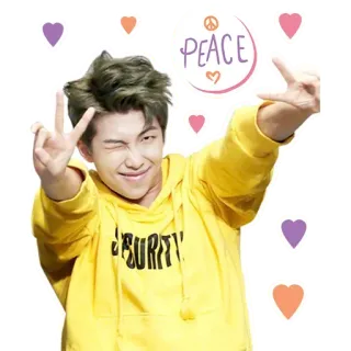✌️ PEACE мир, сердце, kpop, желтый, мужчина, счастливый, подмигивание whatsapp sticker