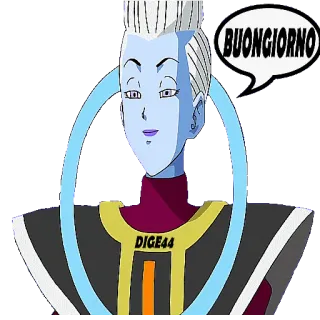 🛏 Whis Dragon Ball BUONGIORNO anime, cartoon, greeting, Whis, Dragon Ball, Buongiorn telegram sticker