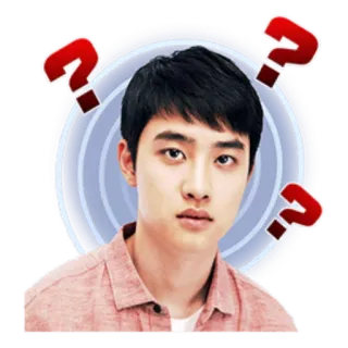 ❓ ponto de interrogação, homem, pensando, kpop, expressão, curioso telegram sticker