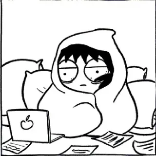 😒 เหนื่อย, ขี้เกียจ, คอมพิวเตอร์, การ์ตูน, นอนไม่หลับ, งาน, เครียด telegram sticker