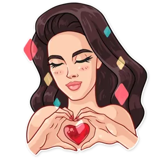 ❤️ 여자, 하트, 사랑, 만화, 스티커, 여성 telegram sticker