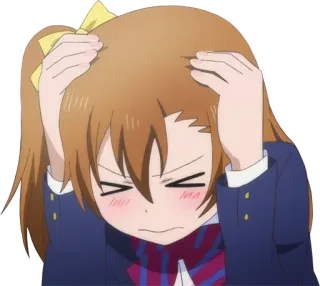 😣 Honoka Kosaka Love Live! 애니메이션, 좌절, 만화, 귀여운, 소녀, 교복, 걱정, 애니메이션 소녀 telegram sticker